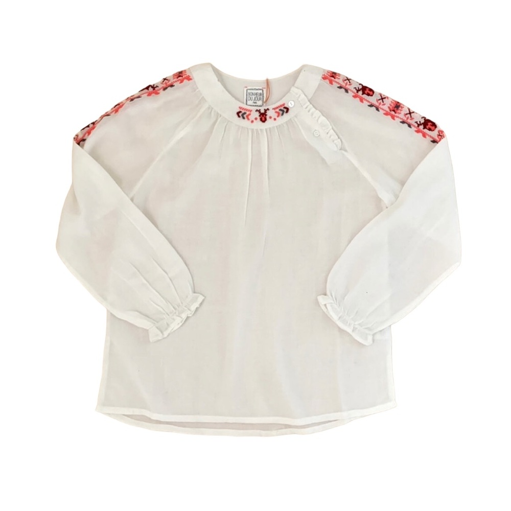 Bonheur Du Jour Paris Embroidered Sheer Blouse